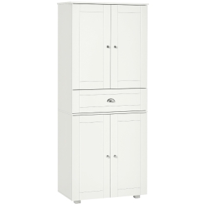 HOMCOM 72" Freestanding Kitchen Pantry Cabinet, Tall Storage Cabinet with 4 Doors, Drawer and Adjustable Shelves for Dining Room, White