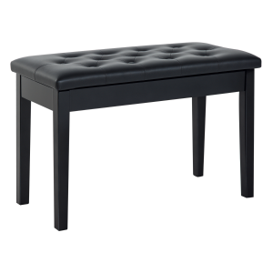 HOMCOM Piano Bench, Duet Piano Chair with Faux Leather Padded Cushion and Wooden Frame, Button Tufted Keyboard Bench, Black