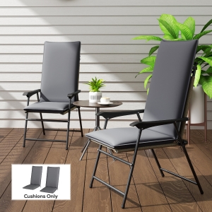 Outsunny Outdoor Chair Cushions Set of 2 High Back Patio Seat Cushions UPF50+ Fade Resistant Yarn-Dyed Polyester, Dark Grey