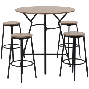 HOMCOM 5-Piece Bar Table and Chairs Set, Space Saving Dining Table & 4 Stools