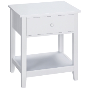HOMCOM End Table, 2-tier Side Table with Drawer and Storage Shelf, Modern Side Table for Living Room, White