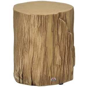 HOMCOM 17" Tall Tree Stump End Table, Concrete Sofa Side Table for Indoor and Outdoor Use, Garden Stool