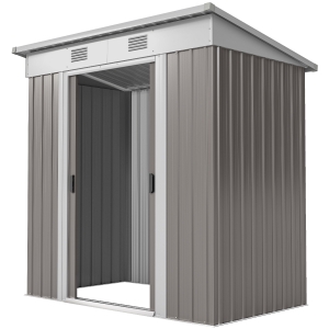 Outsunny 6' x 4' Metal Garden Shed, Backyard Tool Storage Shed with Dual Locking Doors, 2 Air Vents and Steel Frame, Gray