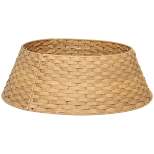 HOMCOM 27 inch Rustic Christmas Tree Skirt, Plastic Woven Christmas Tree Collar for Party, Holiday, Home Decoration, Natural