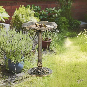 Outsunny Bird Bath for Outdoors, 28" Height Birdbath with Lotus Leaf Basin, Bird Feeder with Stand for Garden, Yard, Bronze
