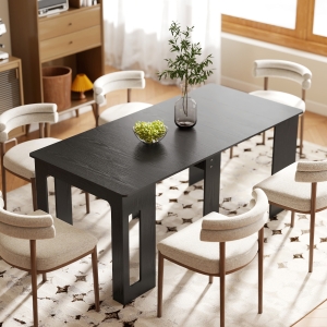 HOMCOM Extendable Dining Table, Expandable Kitchen Table for Small Spaces, Seats up to 6 People, Distressed Black