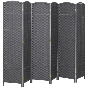 HOMCOM Folding Room Divider Screen 6 Panel 5.6' Tall Privacy Screen Freestanding Room Partition for Home Office, Charcoal Gray