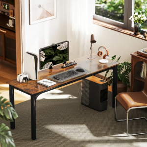 HOMCOM 71" Computer Desk, Desktop Desk with Metal Legs, Rustic Brown