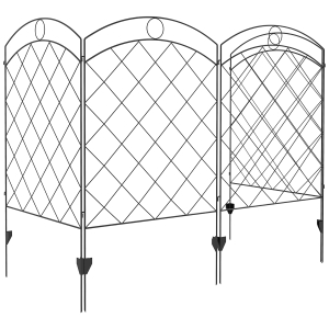 Outsunny 4 Pack Garden Fencing for Yard, Decorative Fence Panels as Flower Edging, Circle