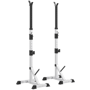 Soozier Pair of Adjustable Squat Rack Standard 53.5"-69.25" Barbell Rack Stand 440lbs Capacity, 2" Steel Heavy Duty Bench Press Rack, Support 3 Sets Barbells Storage