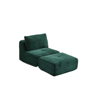 Compressed Sofa Modern Memory Foam Sectional with Pet-Friendly Corduroy Fabric, Modular Sofas for Small Spaces Single Chaise Longue for Apartments, 71" L x 36" W x 28.5" H, Green
