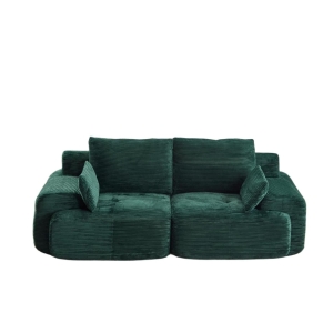 Compressed Sofa 2-Seater Modern Memory Foam Sofa with Pet-Friendly Corduroy Fabric, Two Seater Couch Sectional for Living Room, 84" L x 41" W x 28.5" H, Green