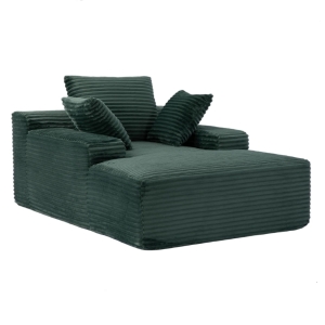 Compressed Sofa Oversized Chaise Lounge Chair with 3 Throw Pillows and Wide Armrest, Modular Sofas for Small Spaces Sleeper Sofa Daybed with Corduroy Fabric, 66'' L x 47'' W x 24'' H, Green