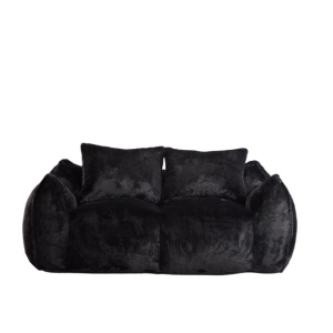 Bean Bag Sofa with High-Density Foam and Faux Fur Fabric, Compressed Sofa Oversized Fluffy Loveseat for Adults, 75" L x 42.5" W x 28.5" H, Black