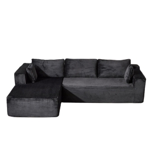 Compressed Sofa Minimalist Sectional with Comfy Chaise, Modular Oversized Sofa for Living Rooms, 110'' L x 70.5'' W x 23.5'' H, Black