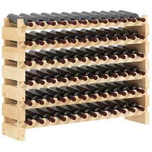 HOMCOM Stackable Wine Rack, Modular Storage Shelves, 72-Bottle Holder, Freestanding Display Rack for Kitchen, Pantry, Cellar, Natural