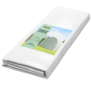 Outsunny 19.7' x 9.8' x 6.6' Plastic Greenhouse Cover Replacement, Heavy Duty Waterproof Tarp for Hoop House, Sheeting with 12 Windows, Door & Reinforcement Grid, White