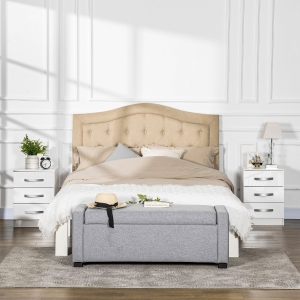 HOMCOM Modern Nightstand Set of 2, Bedside Tables with 3 High Gloss Drawers for Bedroom, White