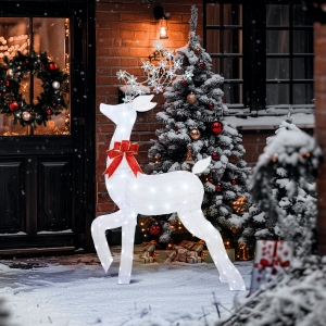 Outsunny 4.3FT Lighted Christmas Reindeer, Christmas Decor with RGB and Warm White LEDs, Stakes and Zip Ties, IP44 Waterproof