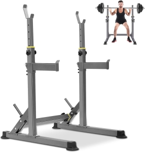 Adjustable Squat Rack — Multi-Function Barbell Rack for Home Gym, Portable Bench Press, 690 lb Capacity, 13-Height & 6-Width Positions