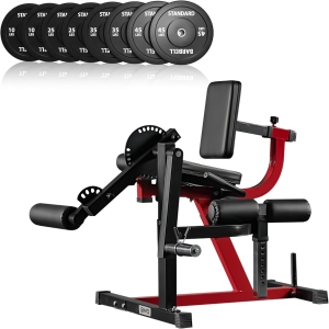 GMWD Plate-Loaded Leg Extension & Curl Machine – Adjustable Lower-Body Bench with Removable Pin System for Thighs & Glutes, Home Gym