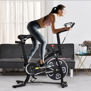 Soozier Exercise Bike, Stationary Bike with LCD Display, Indoor Cycling Bike for Home Workout, with 6kg Flywheel, Black