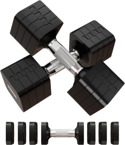 Adjustable Dumbbell Set — Selectable 15/20/40/50 LB Pair, Compact Free Weights for Home Workouts and Strength Training