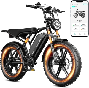 TST Electric Bike for Adults — 750W (1500W Peak) Motor, 28 MPH, 48V 25Ah Removable Battery, 20"" Fat Tires, Hydraulic Suspension, 7-Speed (Up to 100 Mile Range)
