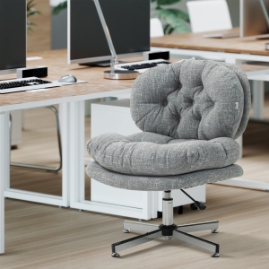 HOMCOM Computer Desk Chair, Armless Office Chair with Wide Padded Seat and Adjustable Height, Grey