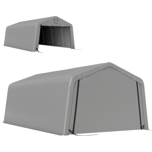 Outsunny Carport 12' x 20' Portable Garage, Heavy Duty Car Port Canopy with Ventilation Windows and Large Roll-up Door, Gray