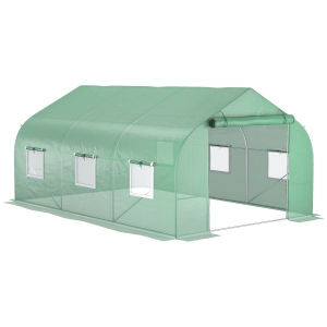 Outsunny 11.5' x 10' x 6.5' Outdoor Portable Walk-In Tunnel Greenhouse with Windows-Deep Green