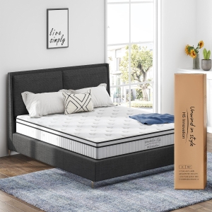 8'' Twin Hybrid Mattress, Memory Foam & Pocket Springs, CertiPUR-US Certified, Easy Setup, 39x75'', White