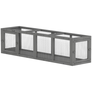 PawHut Outdoor Cat Tunnel, 59" Wooden Play Cat Enclosure, Extendable Pet Run with 3 Doors for Kitty, Puppy, Gray