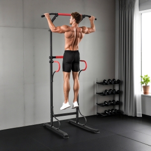 Soozier Power Tower Pull Up Bar Dip Station for Home Office Gym Multi-Function Workout Equipment
