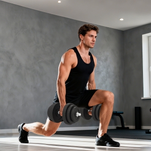 Soozier Adjustable 2 x 44lbs Weight Dumbbell Set for Weight Fitness Training Exercise Fitness Home Gym Equipment, Black (Pair)