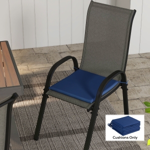 Outsunny 6-Piece Seat Cushion Pillows Replacement, Patio Chair Cushions Set with Ties for Indoor Outdoor, Deep Blue