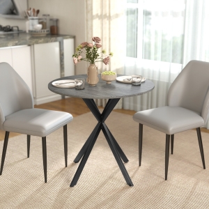 HOMCOM 31.5" Industrial Round Dining Table - Distressed Grey