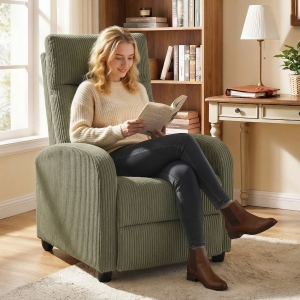 HOMCOM Fabric Recliner Chair Manual Home Theater Seating Single Reclining Sofa Chair with Padded Seat for Living Room