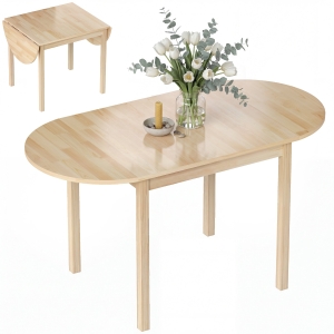 HOMCOM 55" Wood Kitchen Table, Drop Leaf Tables for Small Spaces, Natural