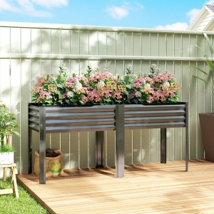 Outsunny Galvanized Raised Garden Bed with Legs, 71" x 22" x 31.5" Raised Planter Box with Reinforced Bars and Non-Woven Fabric