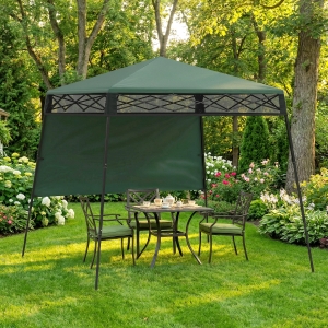 Outsunny 7' x 7' Pop Up Canopy Gazebo Tent with Backpack & Inclined Legs, Green