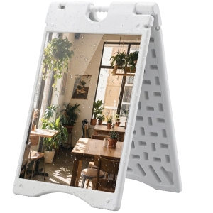 Vinsetto A Frame Sandwich Board Signs Outdoor 22" x 28" Sidewalk Sign with Weighted Tank & Weatherproof Design, White