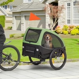 PawHut Dog Bike Trailer, Pet Cart Bicycle Wagon with 20" Wheels and Ventilated Windows, Portable Dog Trailer