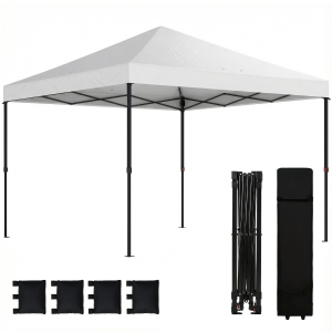 Outsunny 10 x 10 ft Pop Up Canopy Tent with One Push Setup, Outdoor Portable Instant Canopy Shelter w/ Roller Bag, White