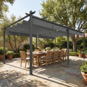 Outsunny 11.7' x 19.6' Retractable Pergola Canopy, Aluminum Pergola for Grill, Patio, Garden, Deck