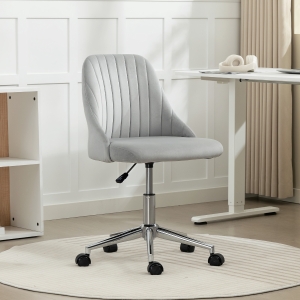 Vinsetto Vanity Chair for Makeup, Velvet Comfy Office Chair with Adjustable Height, Swivel Wheels for Bedroom, Living Room, Grey