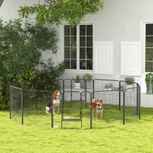 PawHut Dog Pen with Gate, 12 Panels Puppy Playpen, Dog Fence, 31.5"H