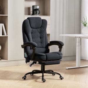 Vinsetto 7-Point Vibrating Massage Chair, Reclining Office Chair with Footrest, Reclining Back, Adjustable Height, Black