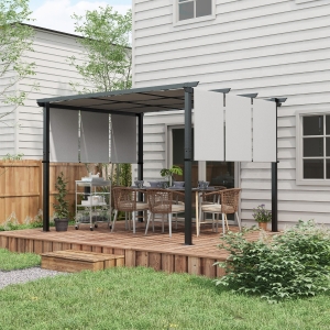 Outsunny 10' x 12' Metal Pergola, Outdoor Pergola with Retractable Canopy, for Garden, Patio, Backyard, Deck