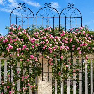 4 Pack Metal Garden Trellis with Galvanized Tube, Easy Assembly, Rustproof Climbing Plant Support, 80" L x 87" H, Black